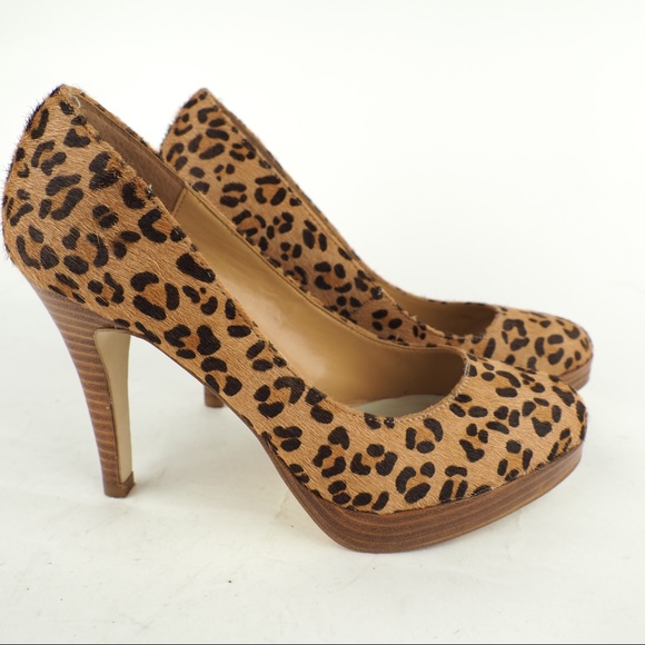 Bakers Shoes - Bakers 7 Jacinda leopard calf hair platform heels